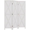 3 Panel Room Divider, 5.6 Ft Freestanding Wooden Folding Privacy Screen for Bedroom, White