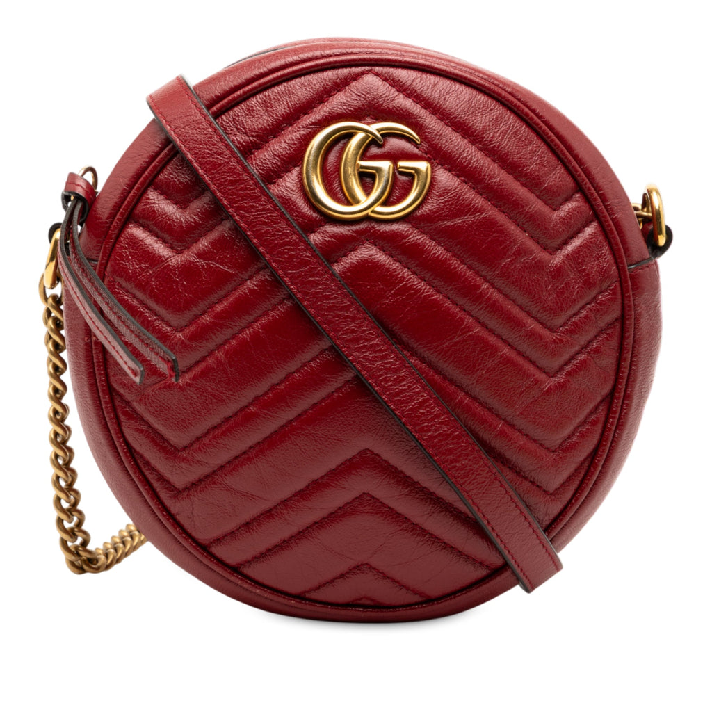 Mini GG Marmont Matelasse Leather Round Crossbody