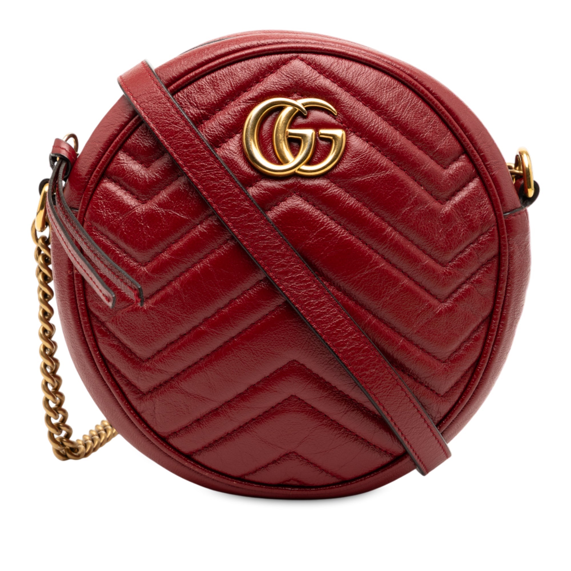 Mini GG Marmont Matelasse Leather Round Crossbody