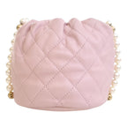 Mini Quilted Calfskin About Pearls Drawstring Bucket Bag
