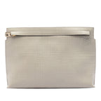Large Linen Embossed Calfskin Anagram T Pouch