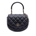 CC Quilted Lambskin Half Moon Top Handle Flap