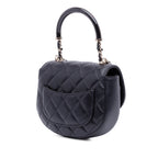 CC Quilted Lambskin Half Moon Top Handle Flap