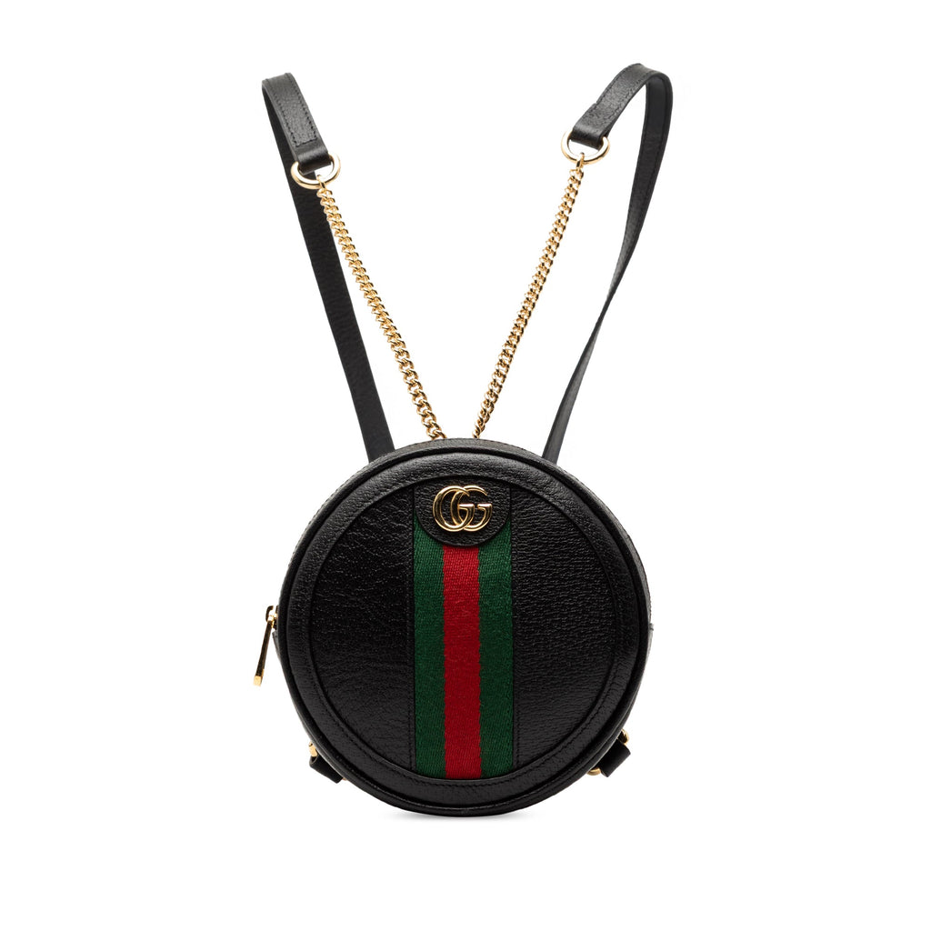 Mini Leather Round Ophidia Backpack