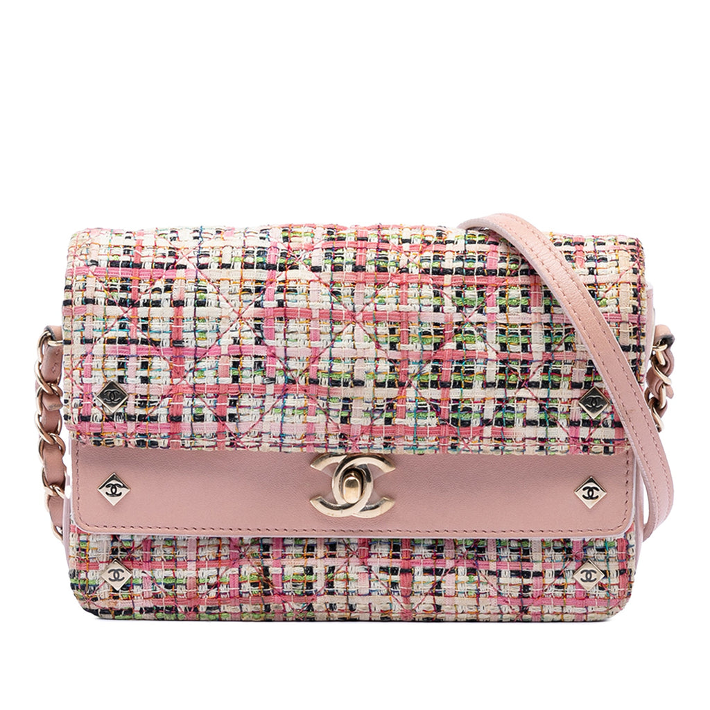 Small Tweed CC Stud Double Flap