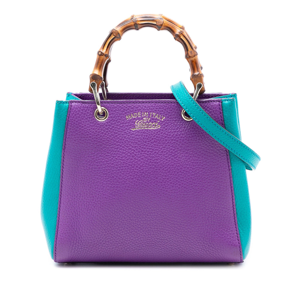 Mini Bicolor Calfskin Bamboo Shopper Satchel