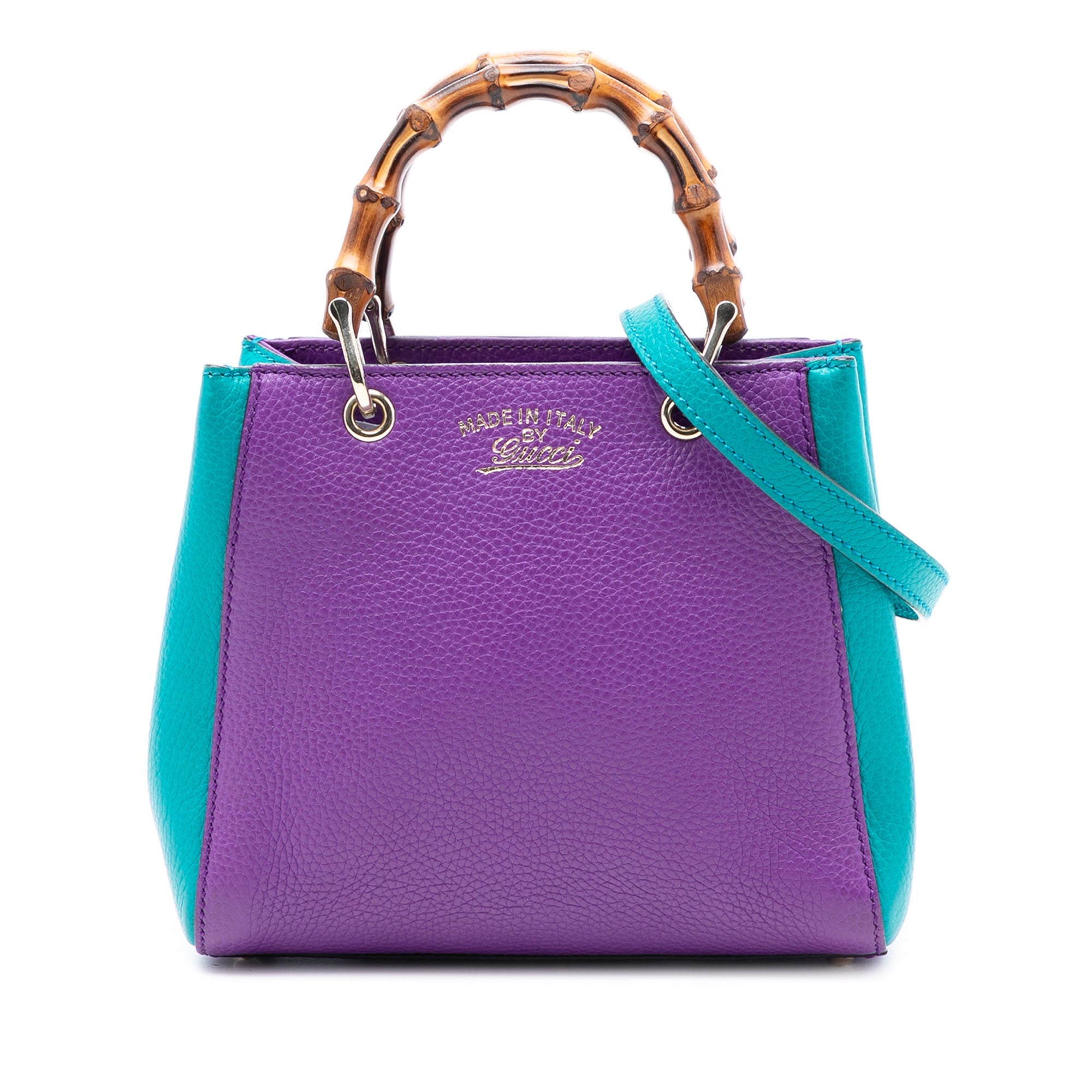 Mini Bicolor Calfskin Bamboo Shopper Satchel
