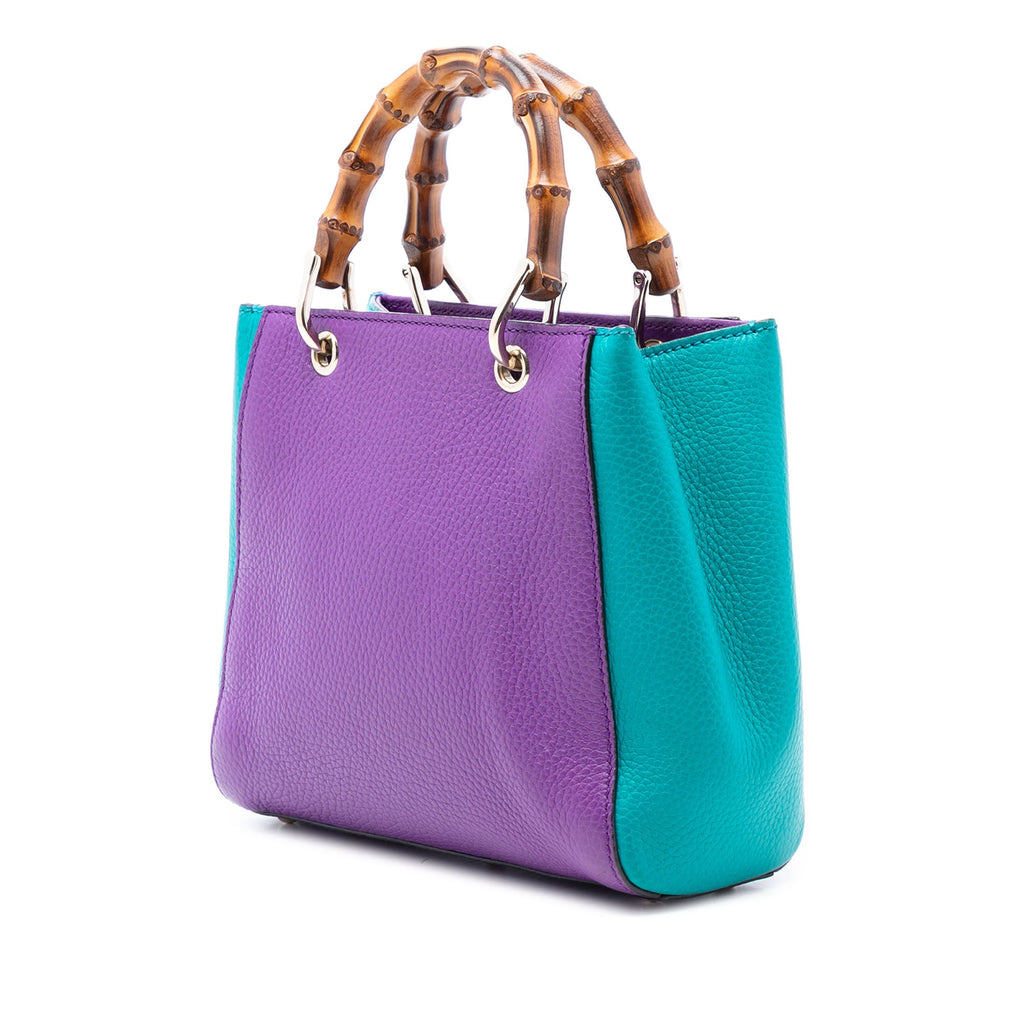 Mini Bicolor Calfskin Bamboo Shopper Satchel
