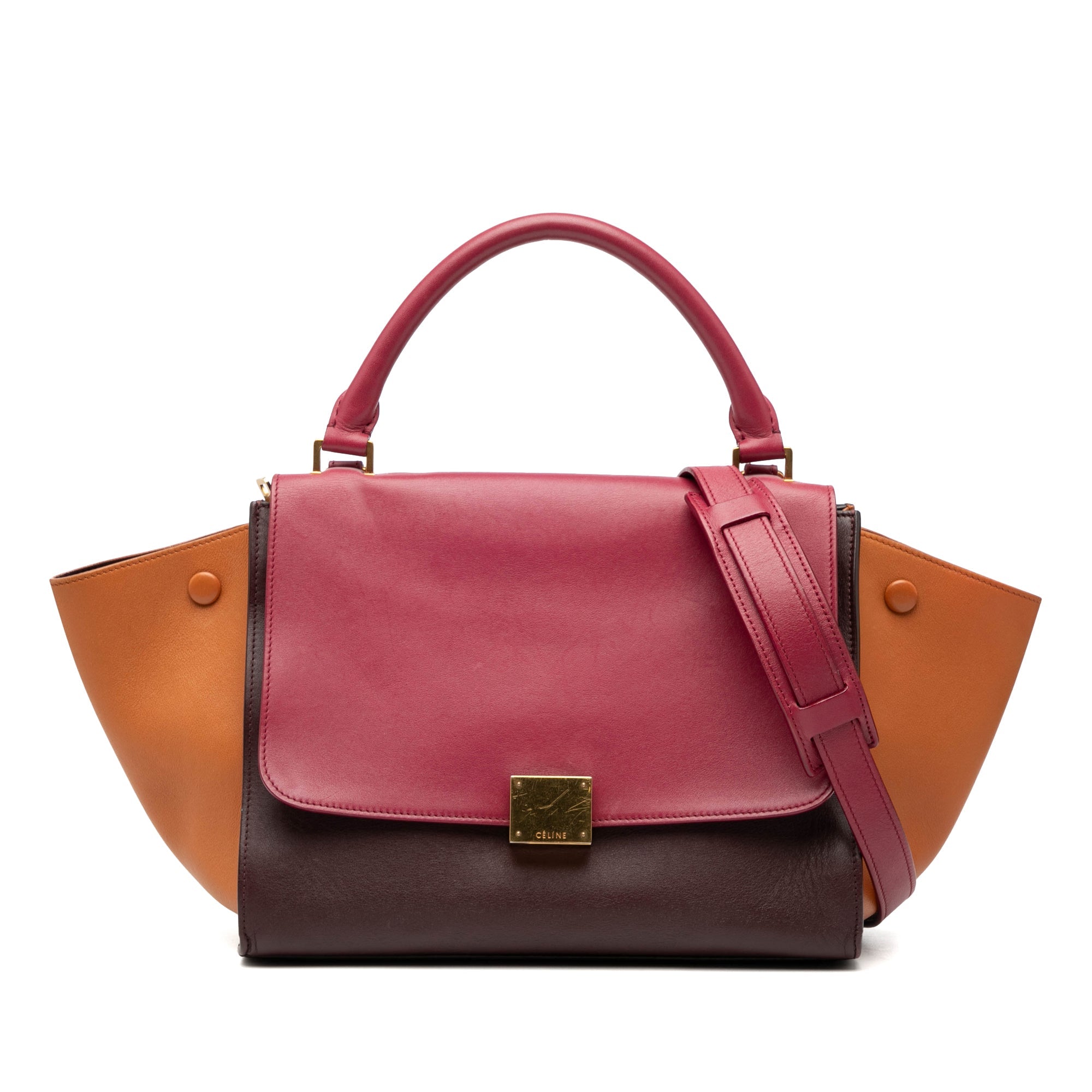 Small Tricolor Leather Trapeze Satchel