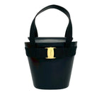 Leather Vara Bow Top Handle Bucket Bag