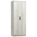 63" 2-Door Kitchen Pantry with 5-tier Shelving and 2 Adjustable Shelves, Antique White