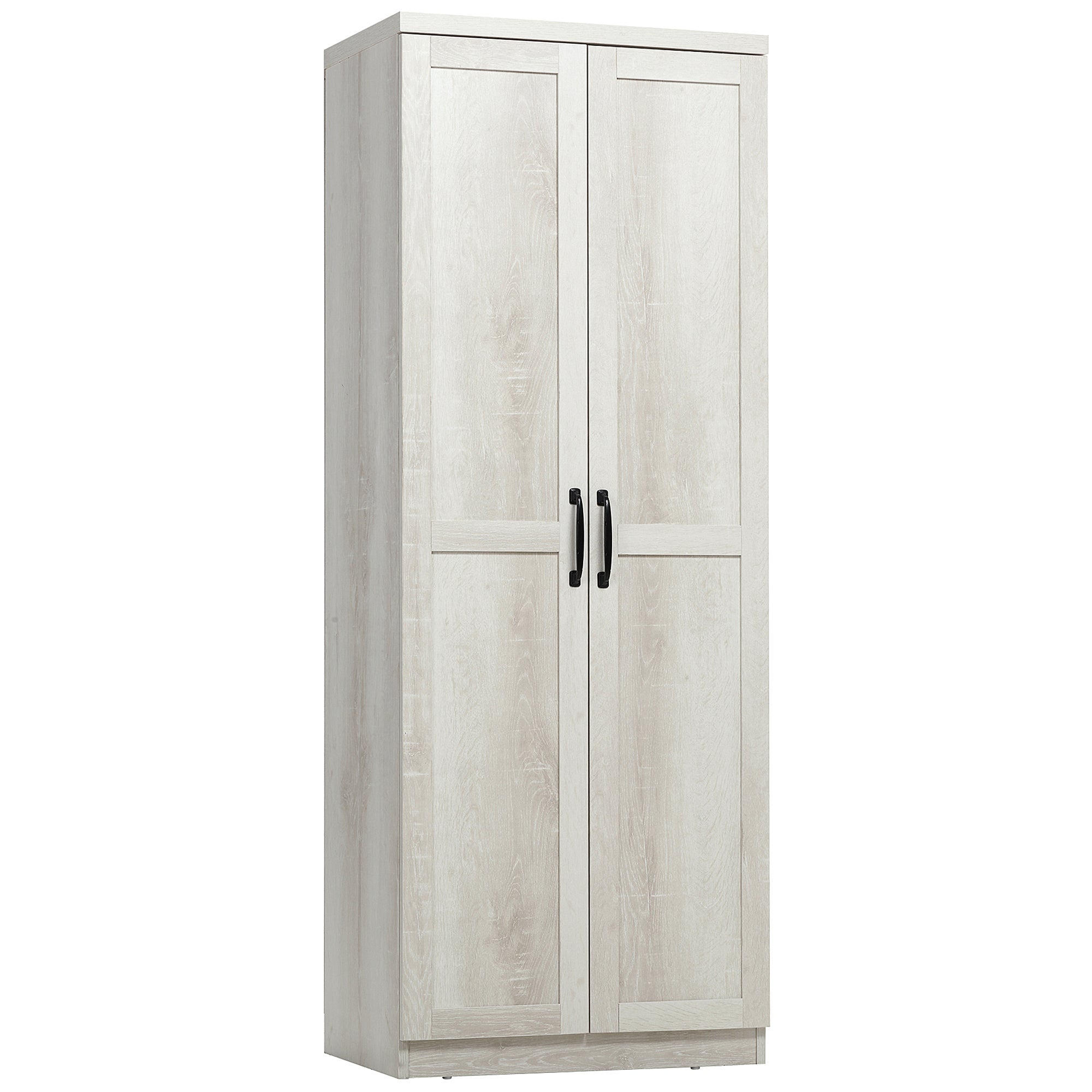 63" 2-Door Kitchen Pantry with 5-tier Shelving and 2 Adjustable Shelves, Antique White