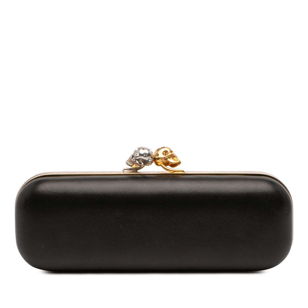 Bicolor Leather Twin Long Skull Clutch