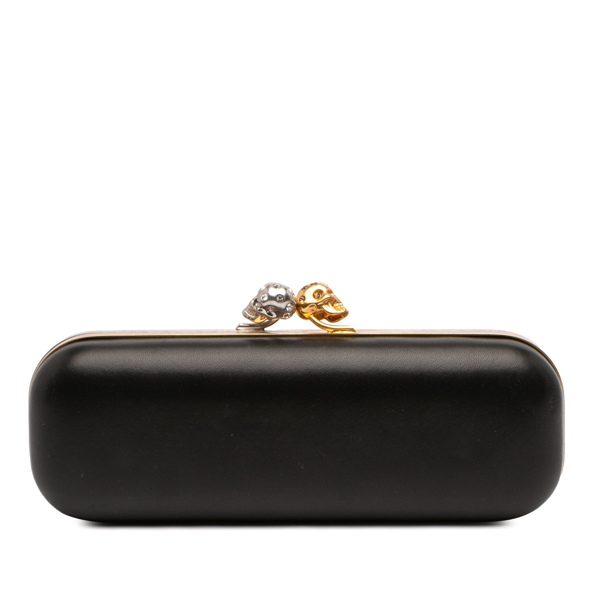 Bicolor Leather Twin Long Skull Clutch