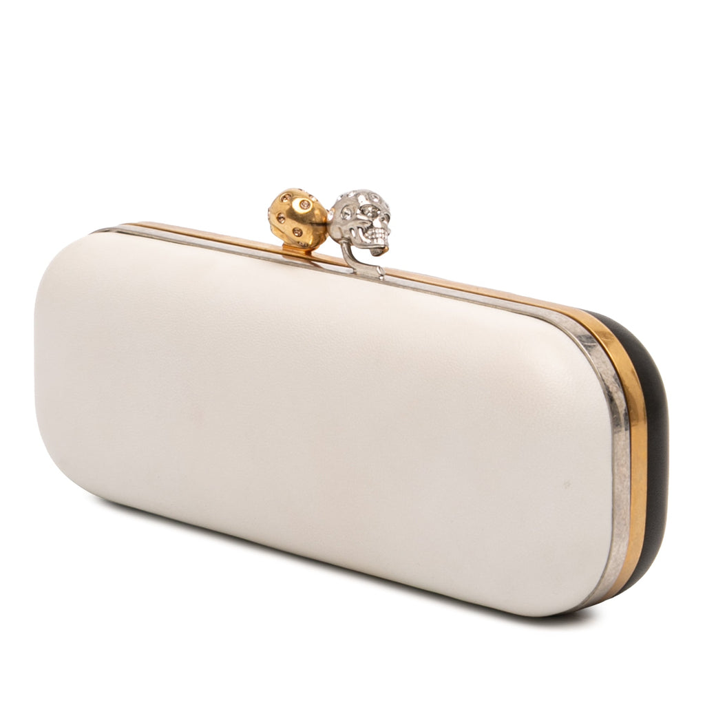 Bicolor Leather Twin Long Skull Clutch