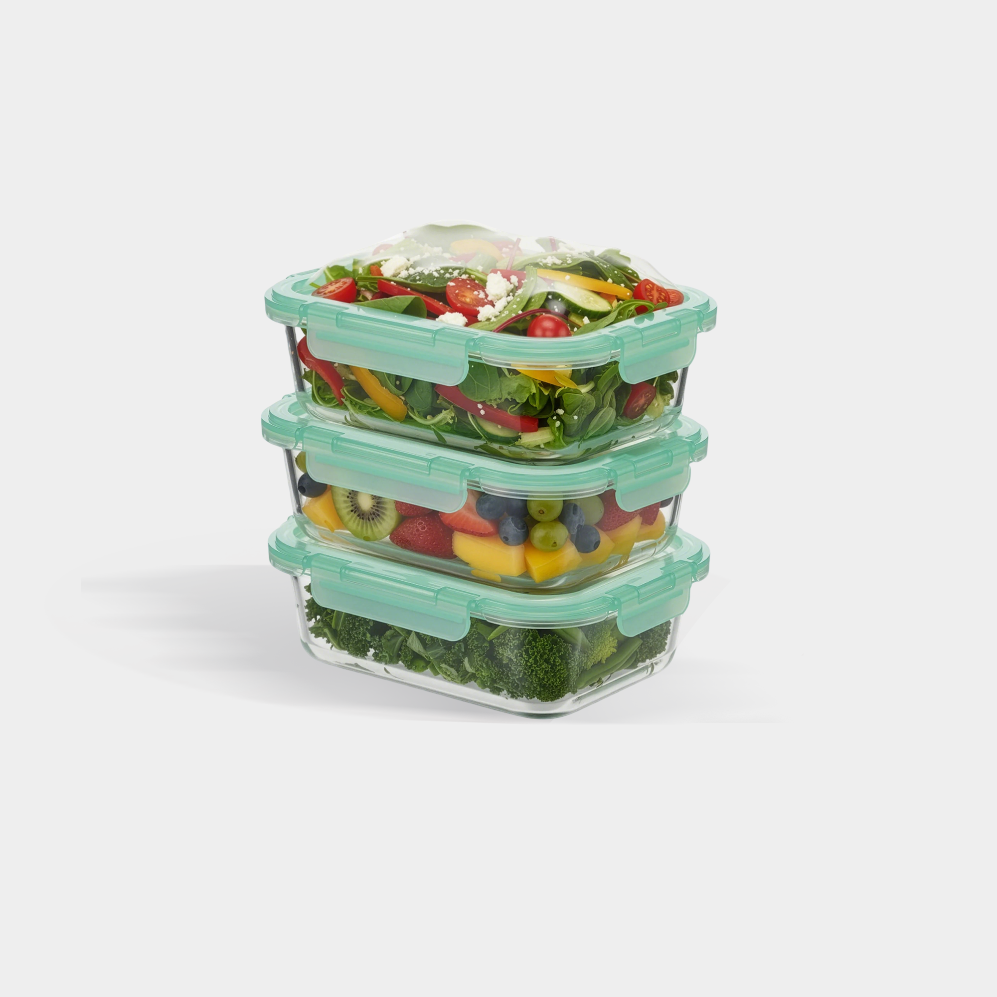 GENICOOK Glass Containers with Flexible Silicone Lids - Set of 3