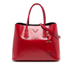 Medium Saffiano Vernice Double Satchel