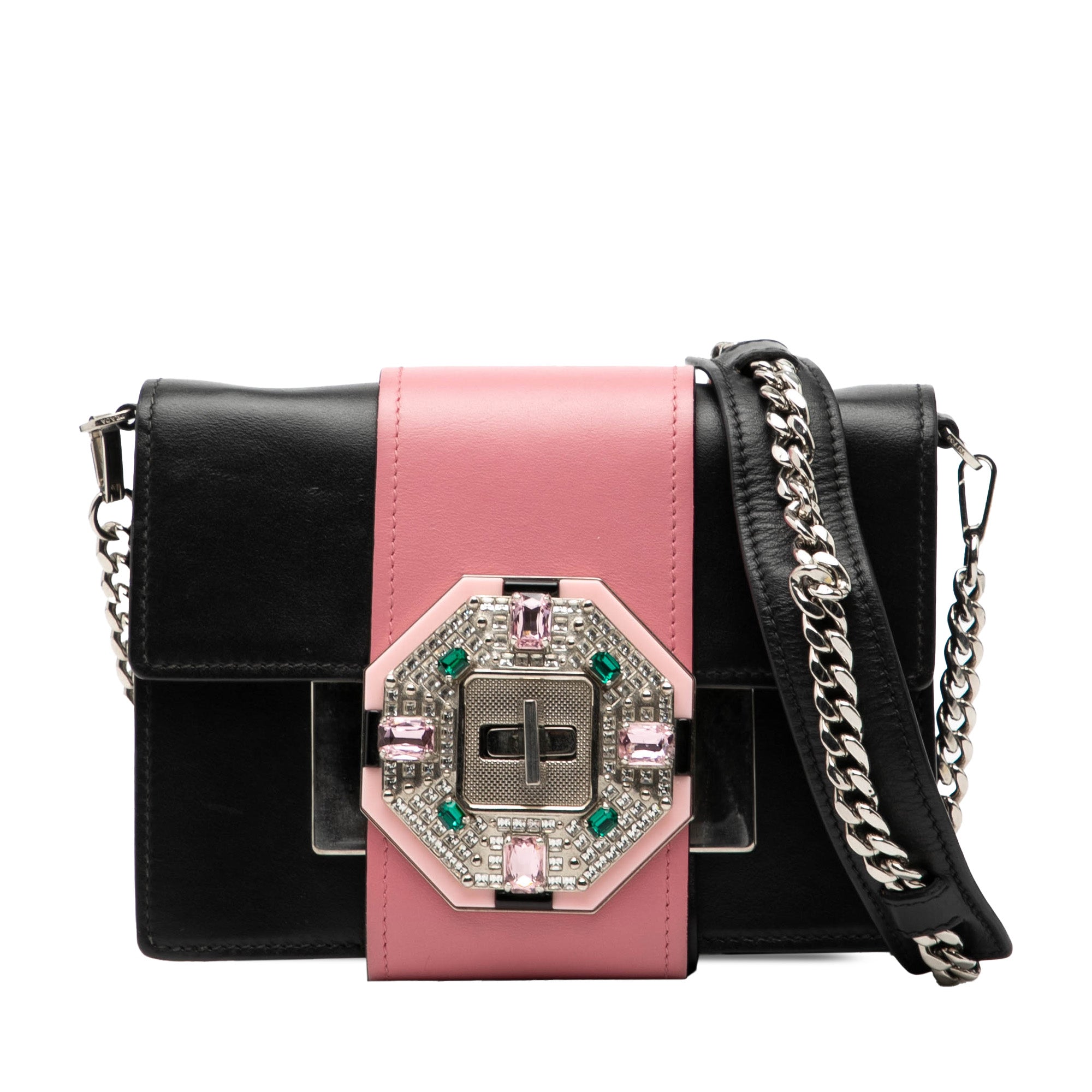 City Calf Crystal Embellished Ribbon Bag