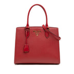 Soft Calf Trimmed Saffiano Lux Satchel