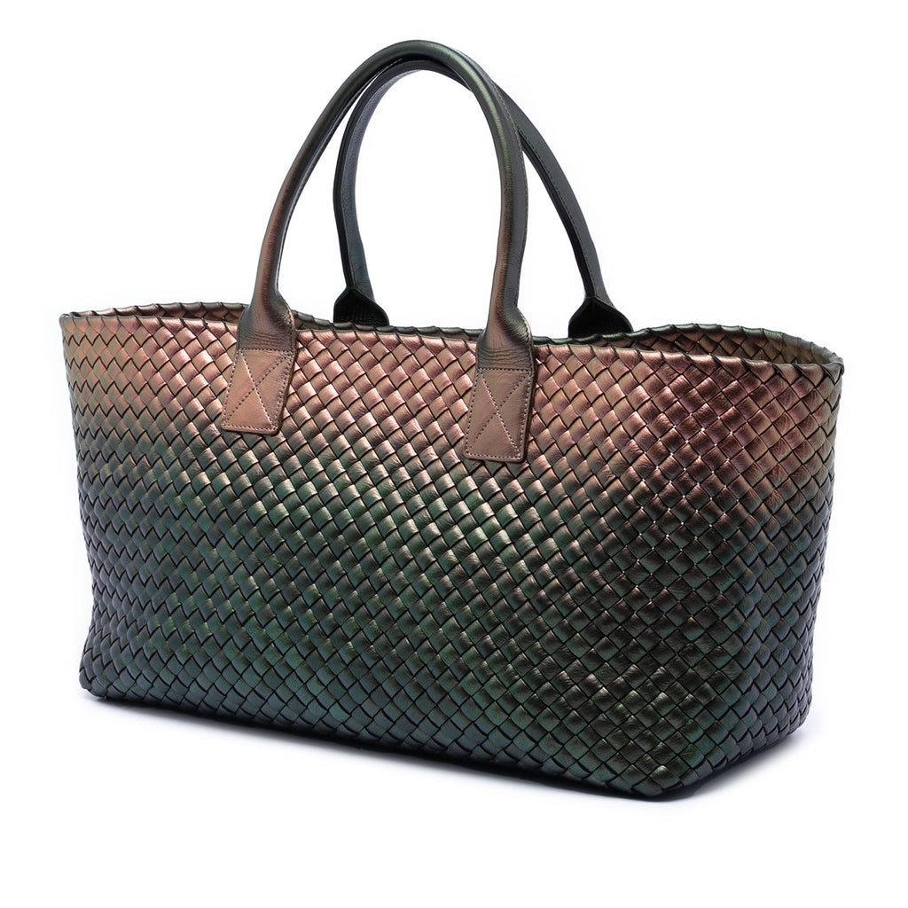 Medium Iridescent Nappa Intrecciato Cabat Tote