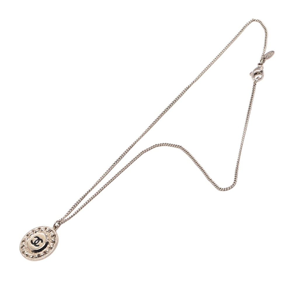 CC Silver Plated Crystal Enamel Pendant Necklace