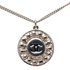 CC Silver Plated Crystal Enamel Pendant Necklace