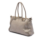 Metallic Pebbled Calfskin Bella Satchel