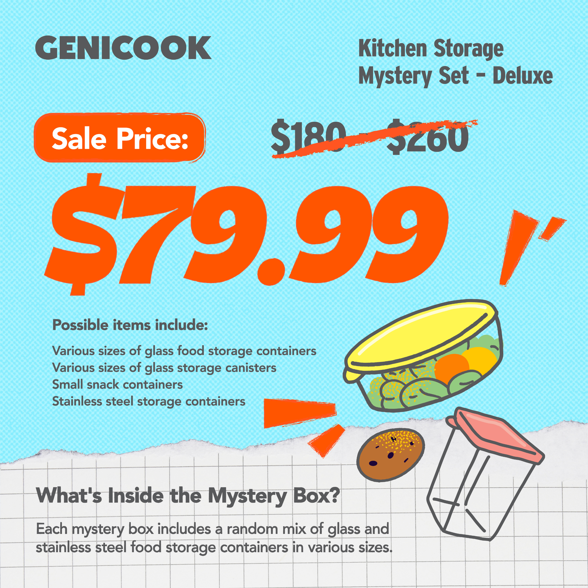 GENICOOK Kitchen Storage Mystery Set – Deluxe