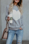 Color Block Love Heart Knit Sweaters