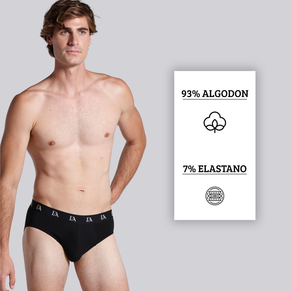 Don Algodon | Pack de 6 Slips Para Hombres Lisos y Estampados | Suaves y Transpirables | 93% Algodon | Para Uso Diario | 5 Tallas Disponibles | Maximo Confort