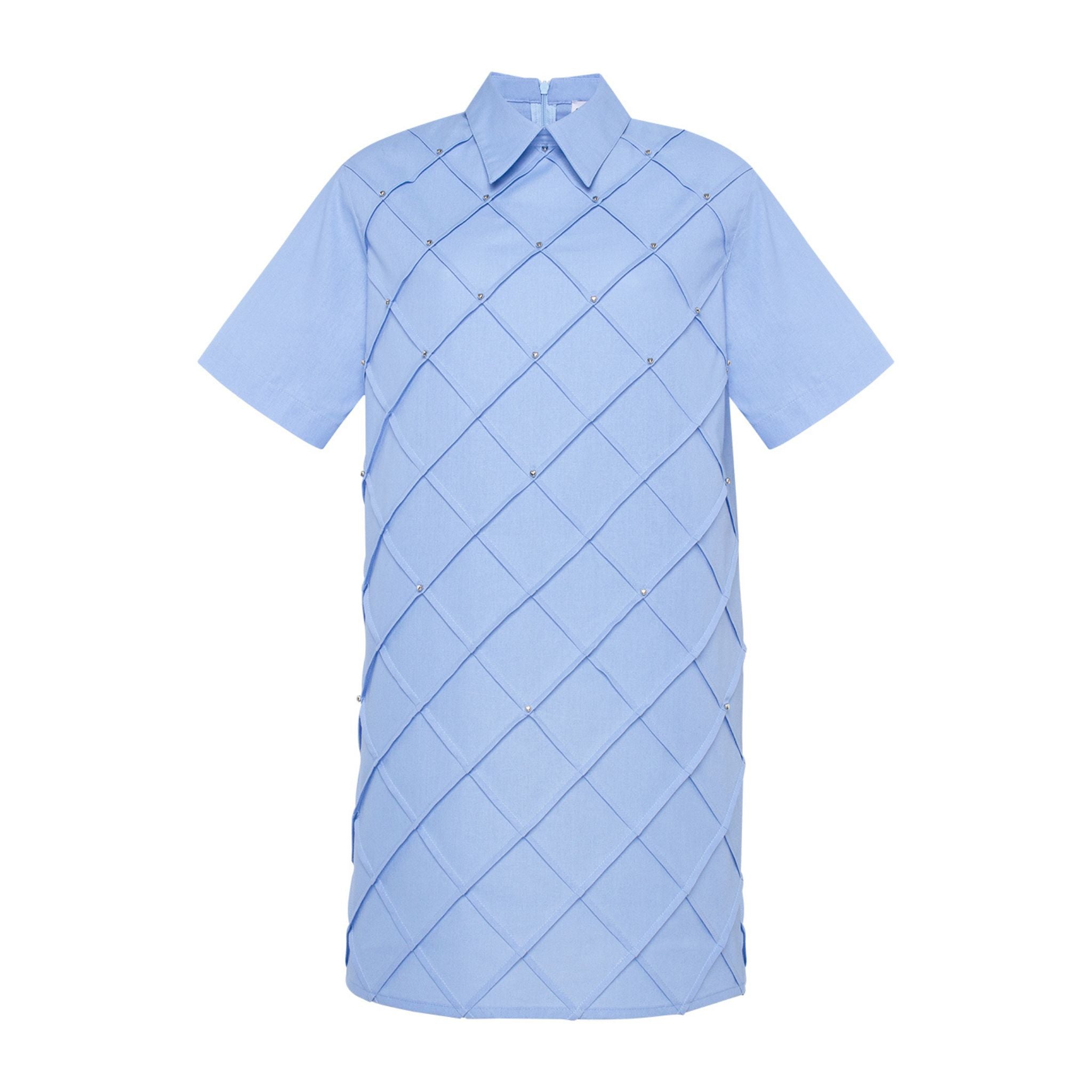 Diamond Grid Shirt Dress | Blue