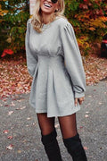 Solid High Waist Swing Sweatshirt Dress