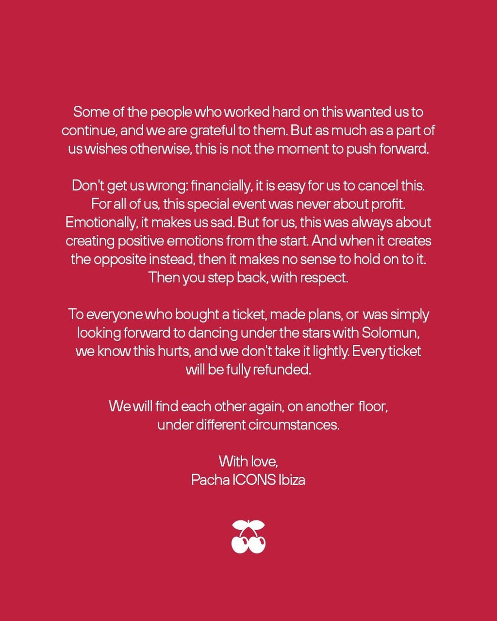 Solomun's exclusive open-air Ibiza event at Cantera Can Coix has been cancelled