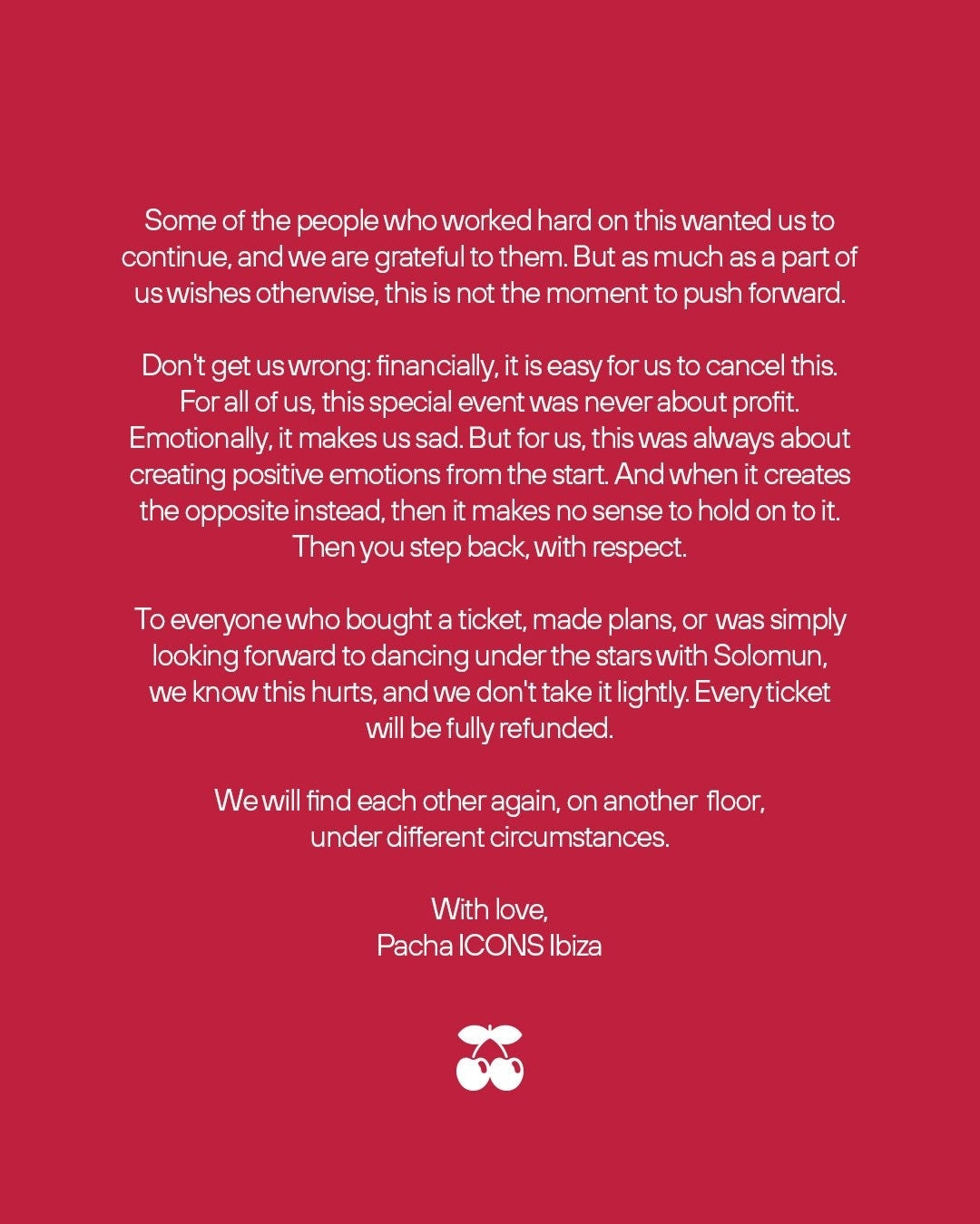Solomun's exclusive open-air Ibiza event at Cantera Can Coix has been cancelled