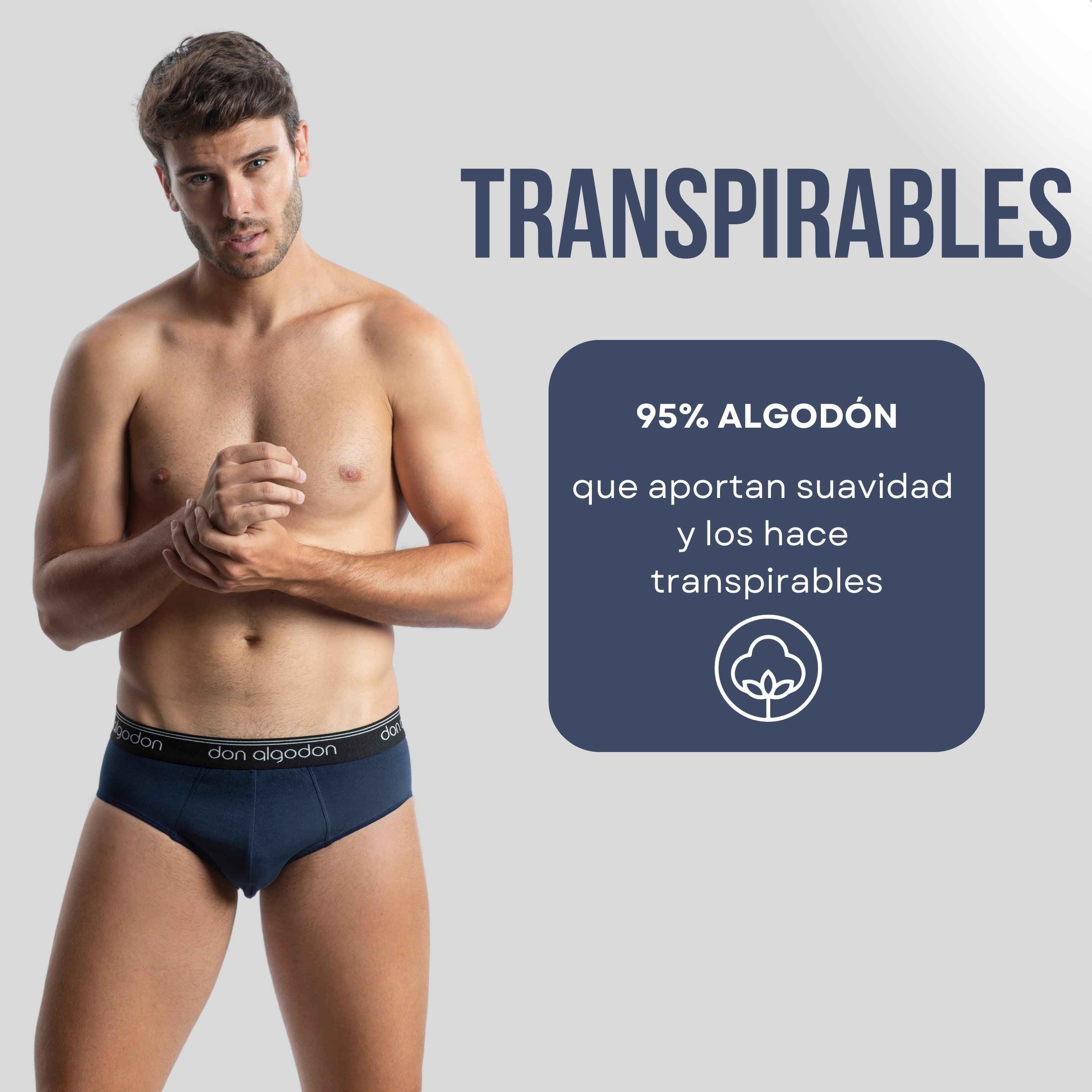 Don Algodon | Pack 12 Slips para Hombre | 6 Colores | Calidad y Suavidad Excepcionales