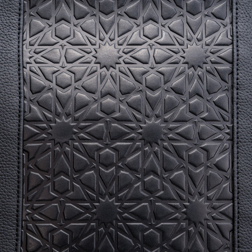 Black Leather Tote Bag - Alhambra Pattern Embossed