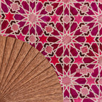 Pink Silk hand fan Zellige