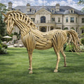 ArtZ® Solid Wood Handmade Artisan Stallion Sculpture - Light Wood