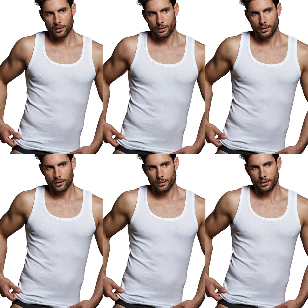 DON ALGODON | Pack de 6 Camisetas Interior de Tirantes Blanca | 100% Algodon | Transpirable | 4 Tallas | Se Adapta al Cuerpo | Suave y Confortable | Acabados Reforzados | Hilo Compacto