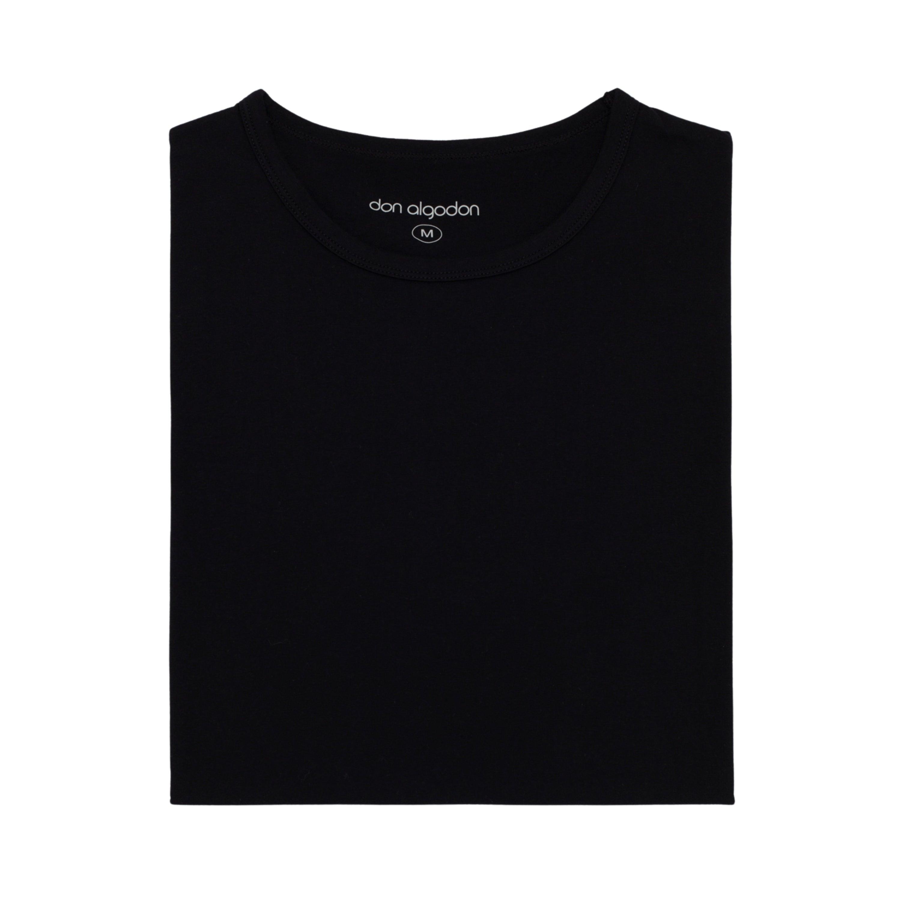 Don Algodon | Pack de 3 Camisetas Interior Negro Unisex | 100% Algodón