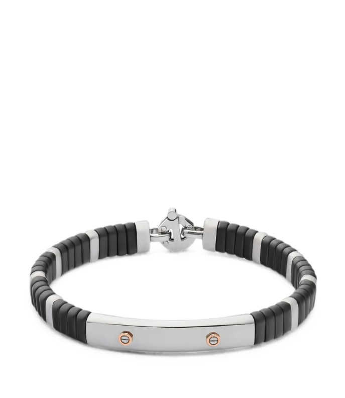 Barakà Rose Gold and Rubber Bracelet — Black