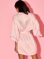 Victoria's Secret Short Satin Piped Robe Pink