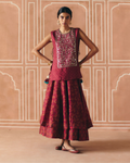 Berry Plum Cropped Skirt Set By KYNAH, Luxury Indian Fashion & Bridal Wear