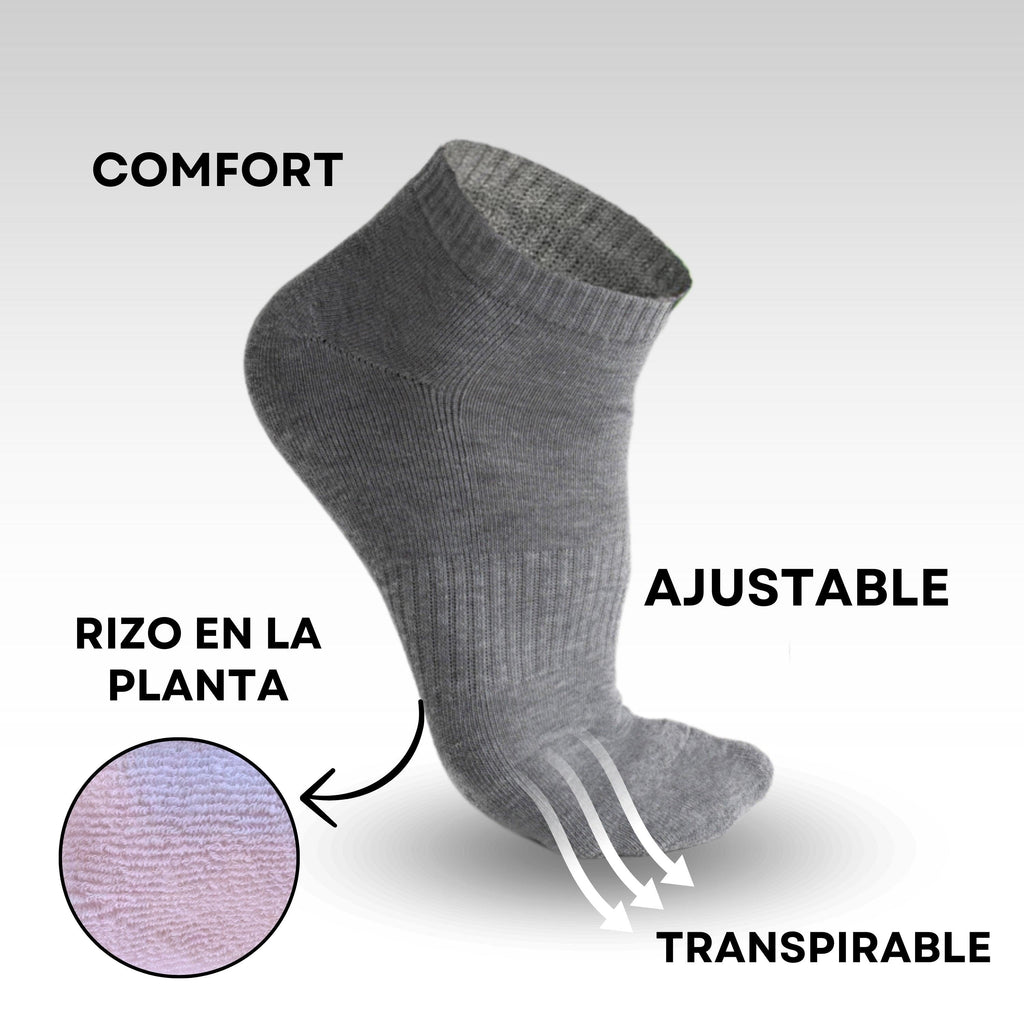 MVA | Pack de 3 Pares Surtidos de Calcetines Unisex | Ricos en Algodón con Rizo en la Planta | Tobilleros