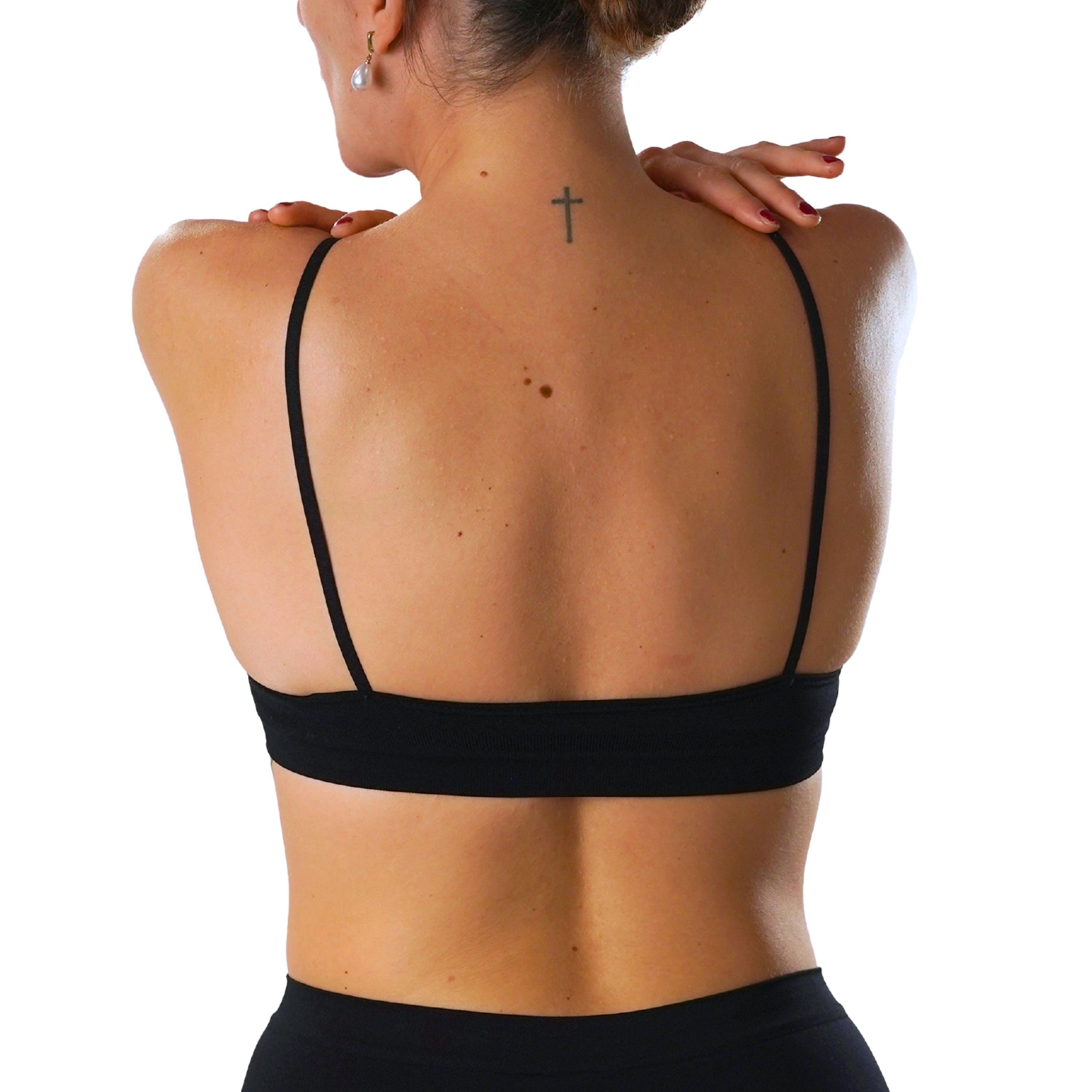 FEVI | Pack de 6 Tops con Tiras Ajustables en Negro, Beige y Blanco | Talla Única desde la 85 a la 95 | Sin Relleno