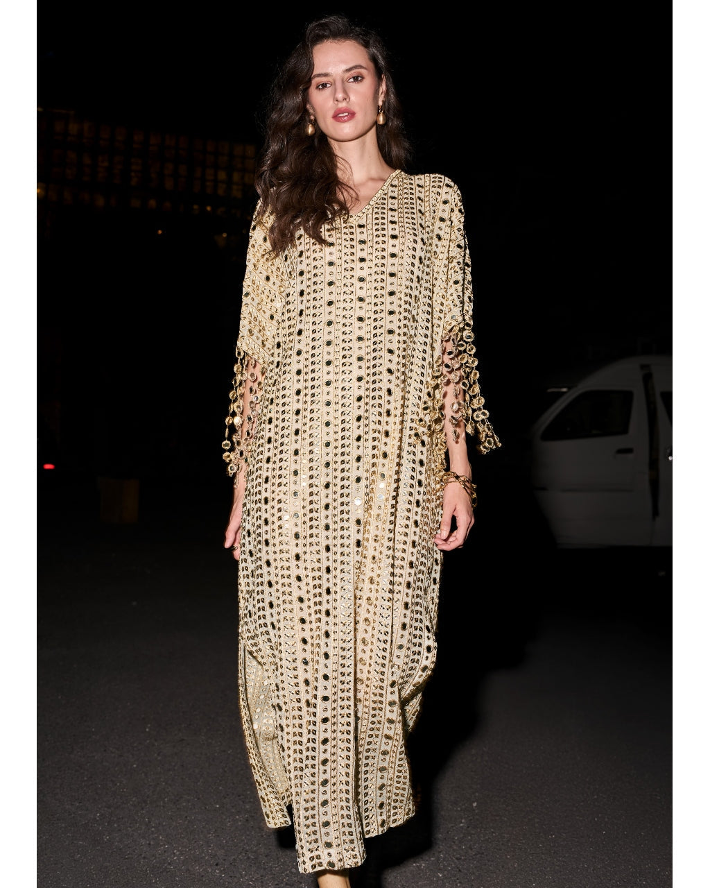 Mirror Embroidered Kaftan Dress By KYNAH, Luxury Indian Fashion & Bridal Wear