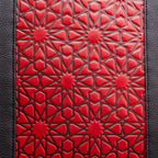 Leather Tote Bag Red and Black with Islamic Art Embossed Pattern