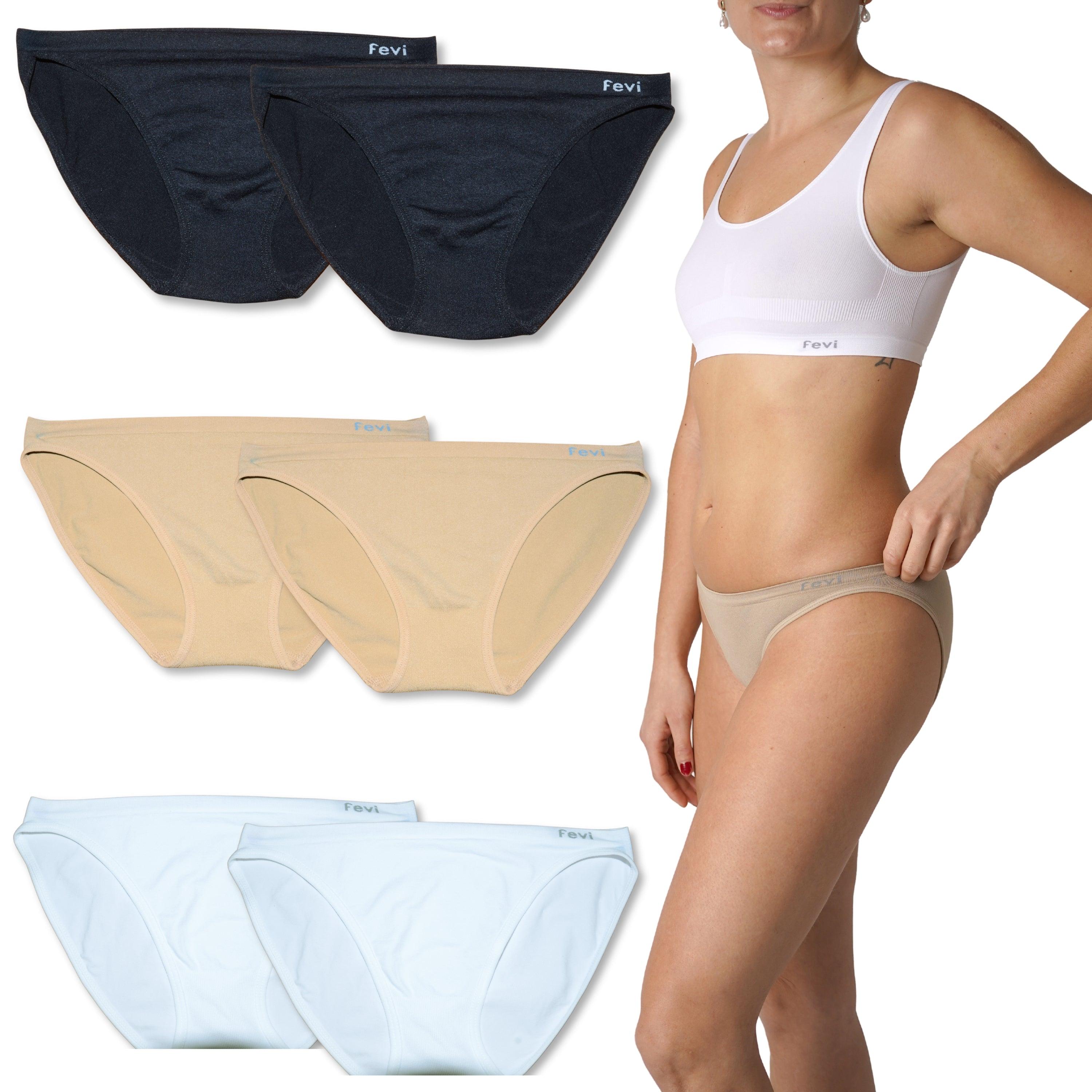 FEVI | Pack de 6 Braguitas Tiro Bajo |  1 o 3 Colores Diferentes: Blanco, Negro y Beige | Talla Única: M-L