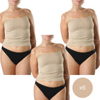 FEVI | Pack de 6 Camisetas de Tirantes en 1 o 3 Colores: Blanco, Negro, Beige | Talla Única de la S a la L