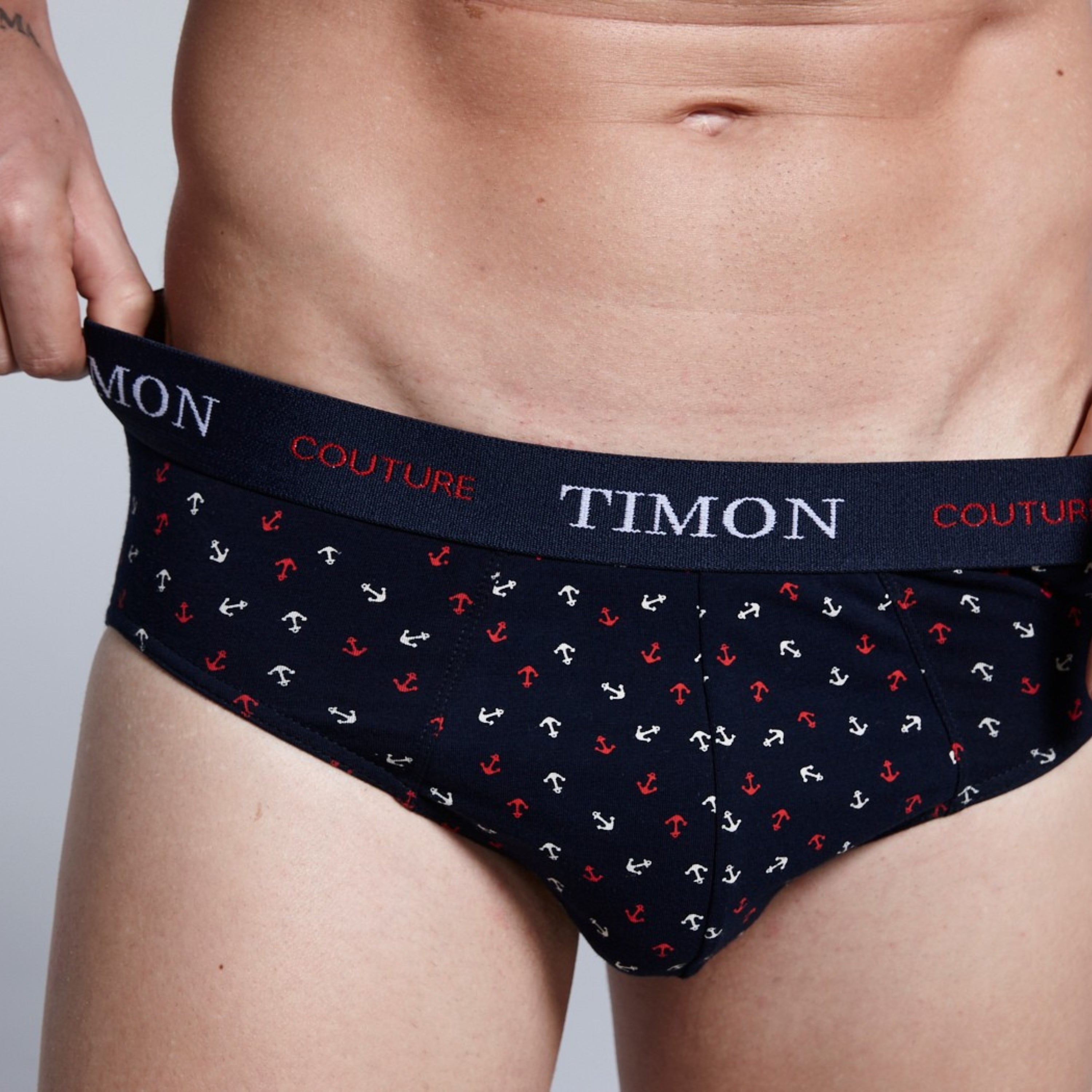 TIMON | Pack de 12 Slips Para Hombre | 93 % Algodón | 3 Colores: Negro, Marino, Verde y 3 Estampados con Anclas | Cintura Elástica | Máximo Confort | 5 Tallas: S, M, L, XL, XXL
